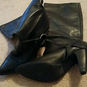 Black leather boots
